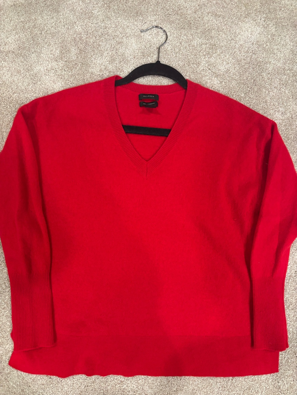 Halogen Women’s Bright Red V-Neck Sweater